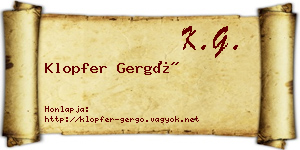 Klopfer Gergő névjegykártya